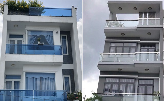 Lan can thang kính xanh tại Hà Nội 