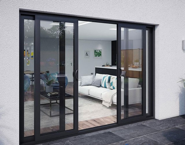 Cửa sắt kính cường lực 4 cánh đẹp Hà Nội