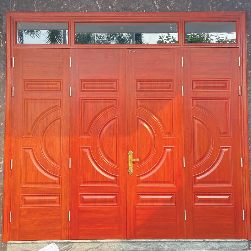 Giá cửa sắt giả gỗ 4 cánh đẹp tại Hà Nội