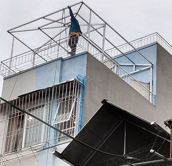 Mái tôn thiết kế mái che sân trước nhà Hà Nội, mái ngói nhựa PVC, mái tôn nhựa xanh