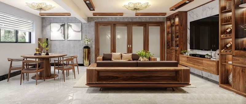 nội thất phòng khách gỗ tự nhiên