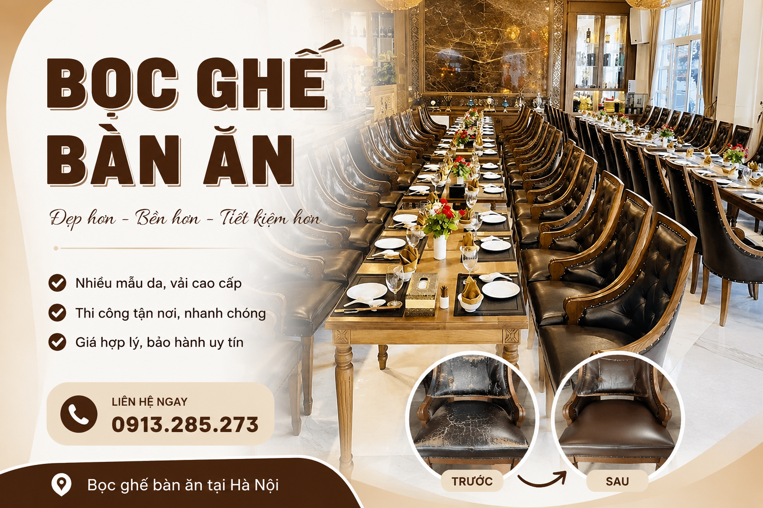 bọc ghế bàn ăn tại hà nội
