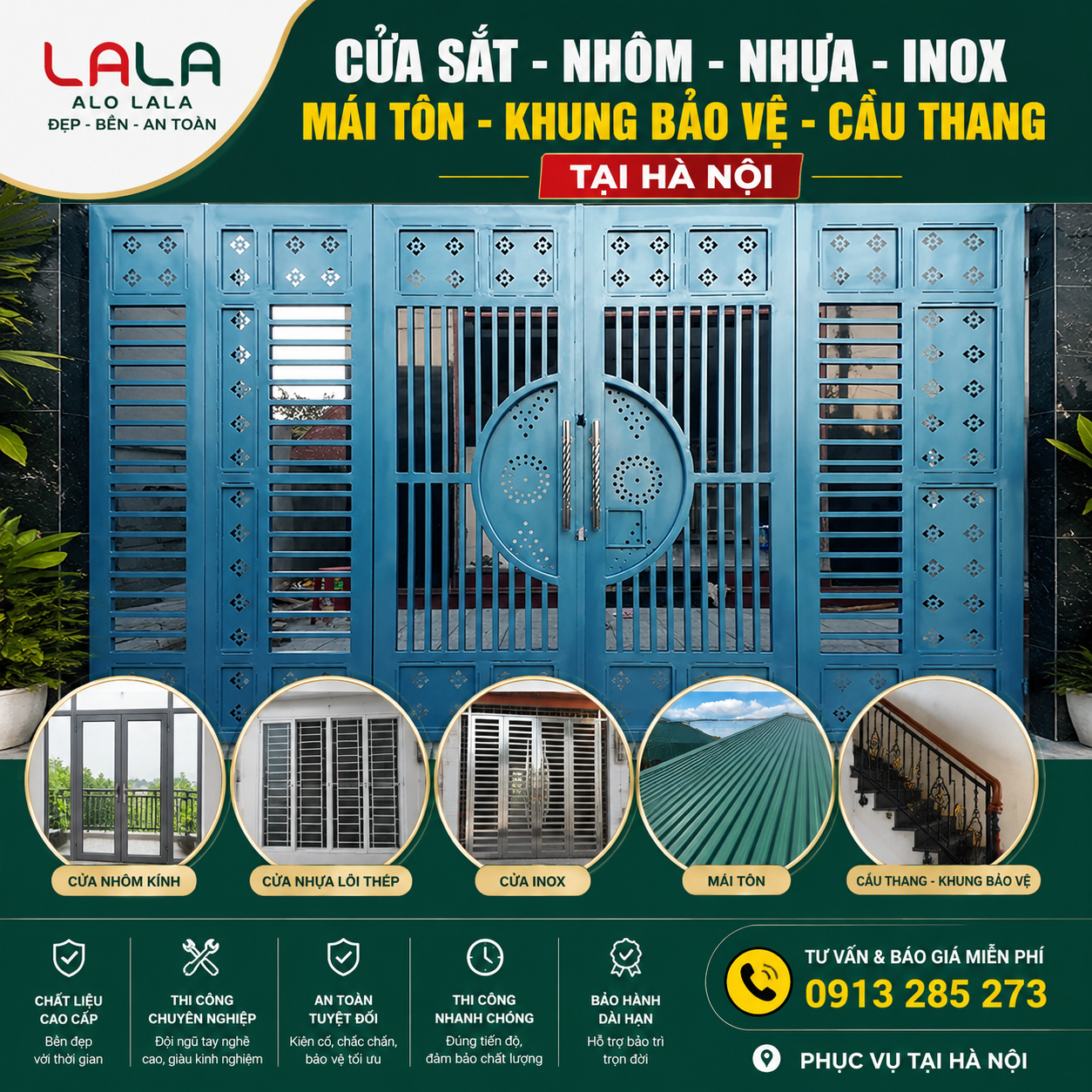 cửa sắt mái tôn nhôm kính tại hà nội